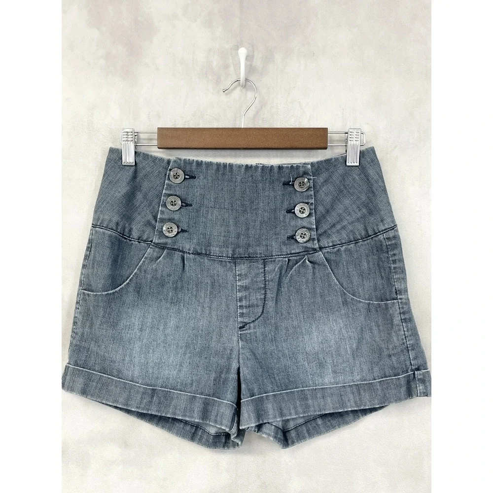 Celebrity Pink Denim Shorts Juniors 9 High Waist Sailor Stretch Nautical Y2K - Picture 1 of 13